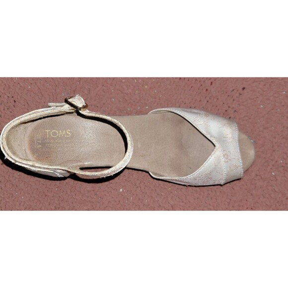 Toms Raffia Wedge Platform Boujee Sandal Beige Jacquard Rose Gold stich 7.5 - Picture 6 of 16